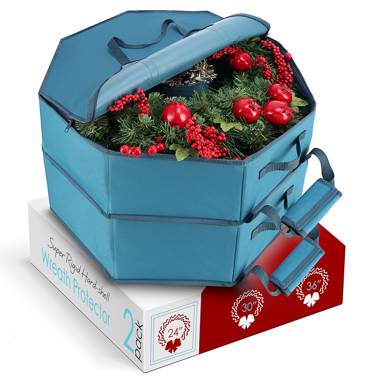 Hearth Harbor Hard Shell Christmas Wreath Storage Container